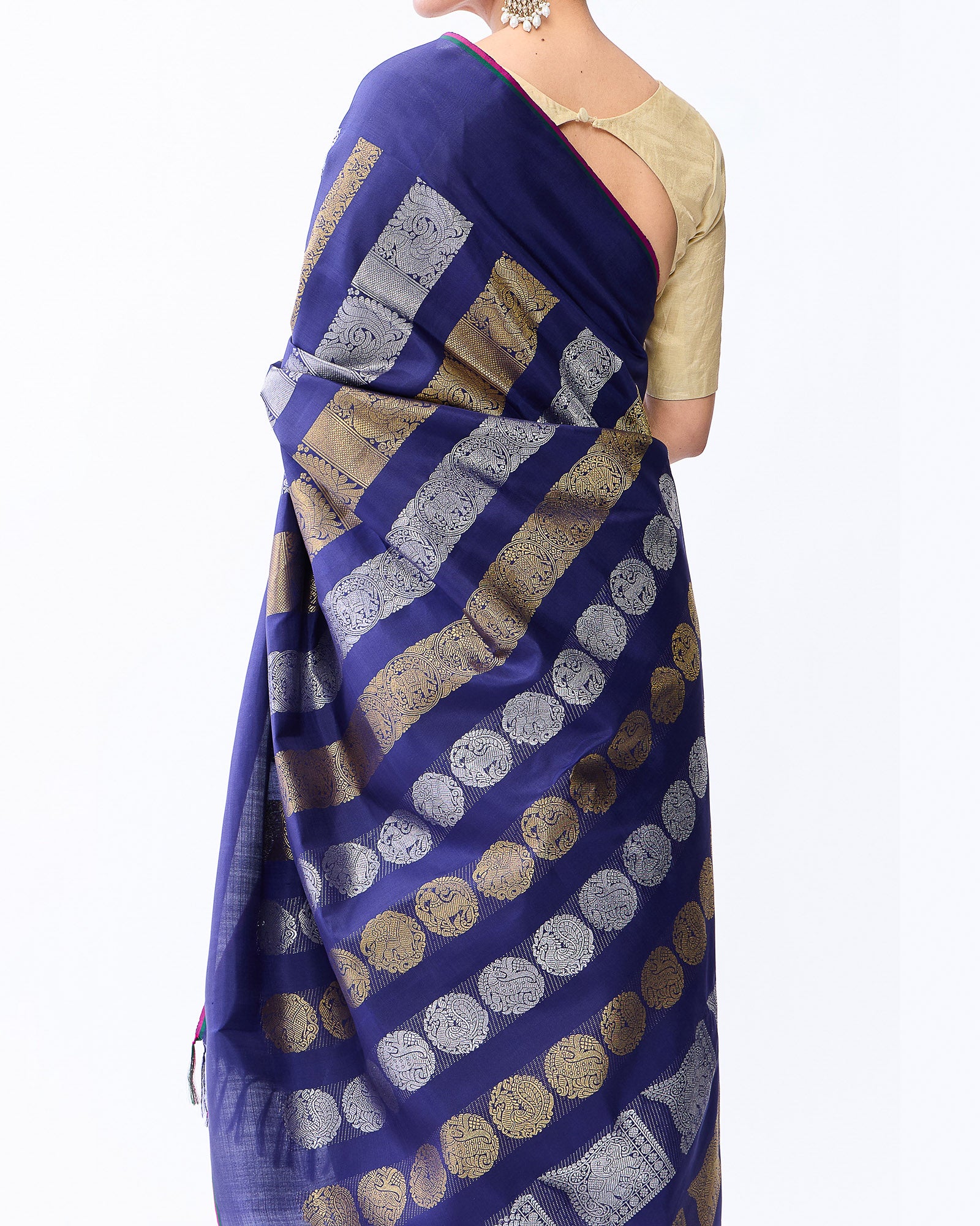 Navy Blue Kanchivaram Silk Saree