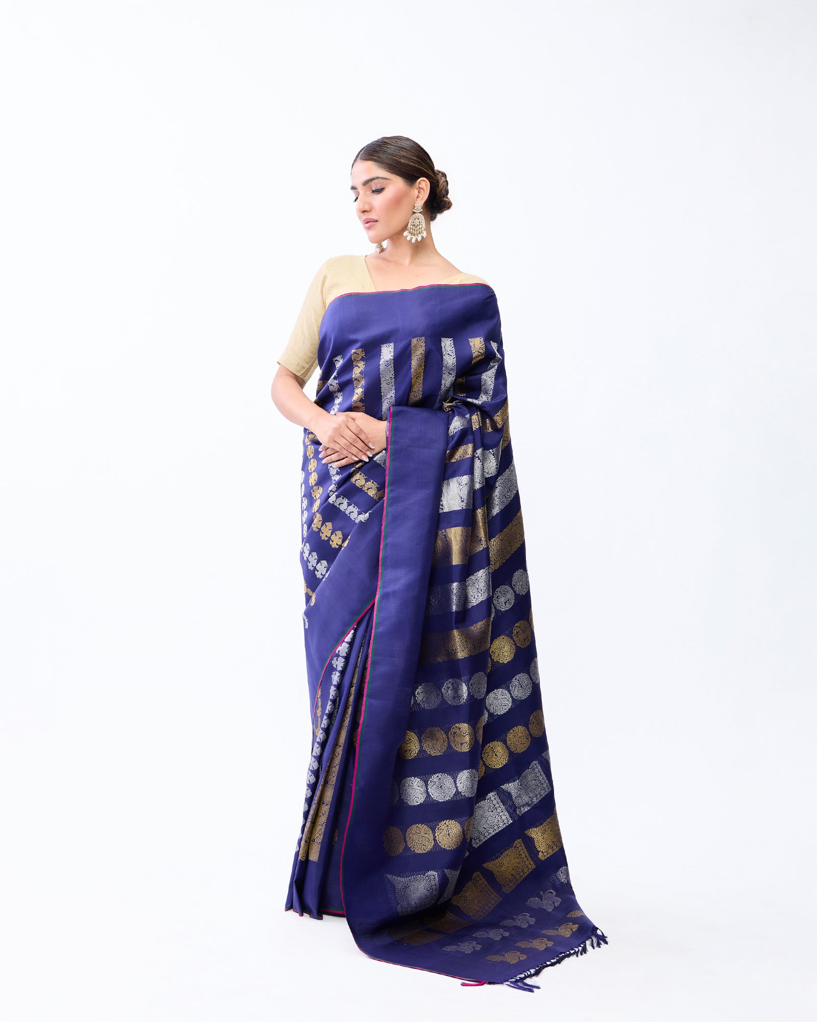Navy Blue Kanchivaram Silk Saree