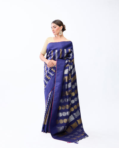 Navy Blue Kanchivaram Silk Saree