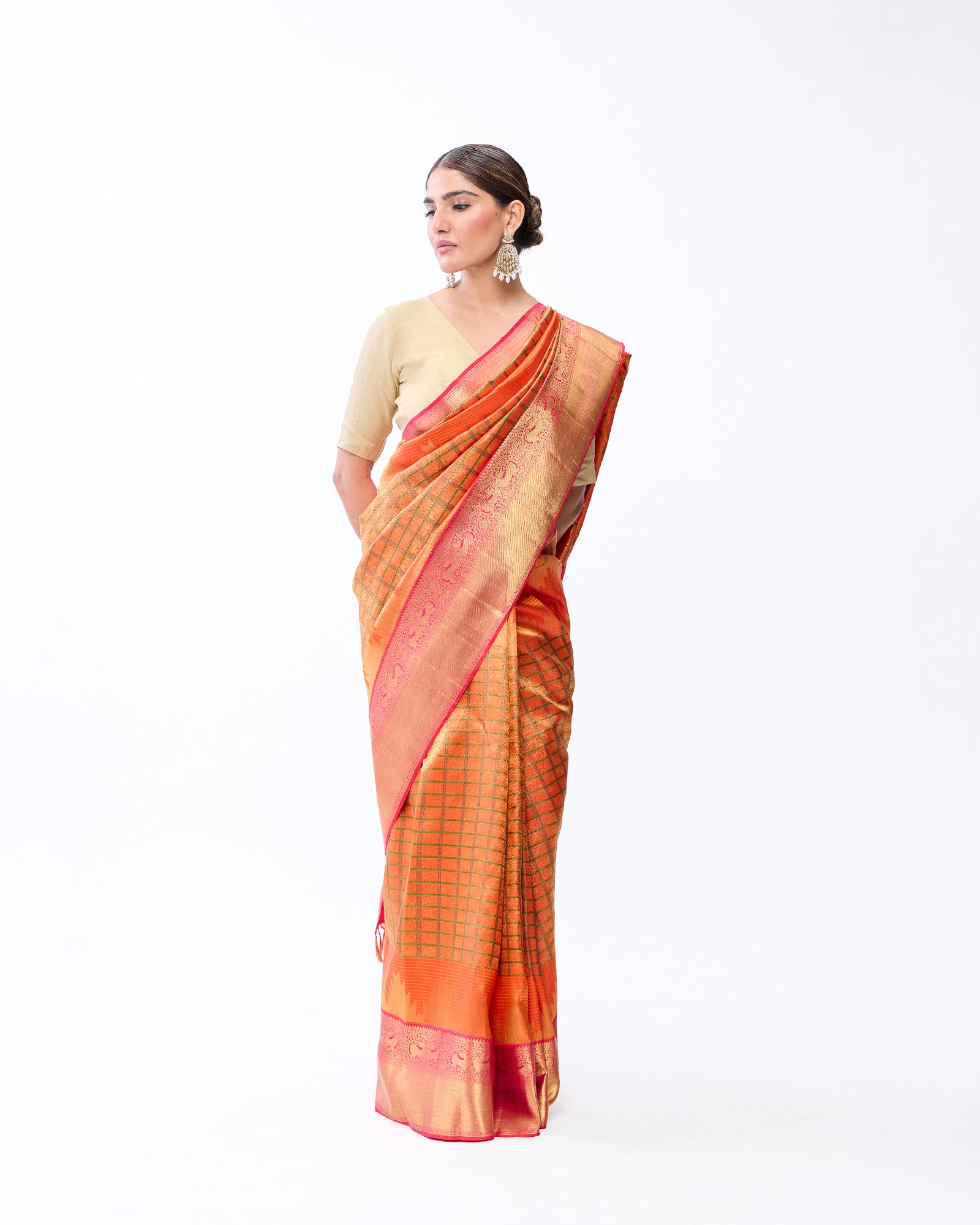 Orange Kanchivaram Silk Saree