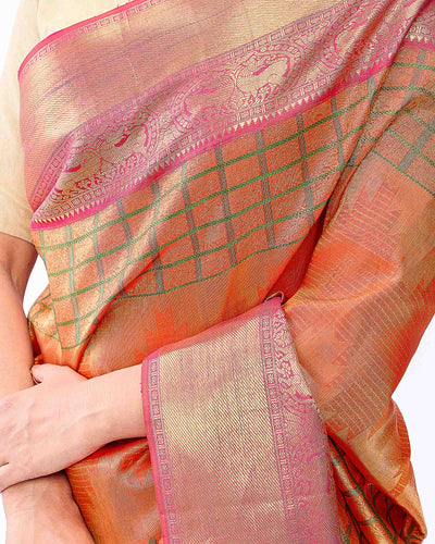 Orange Kanchivaram Silk Saree