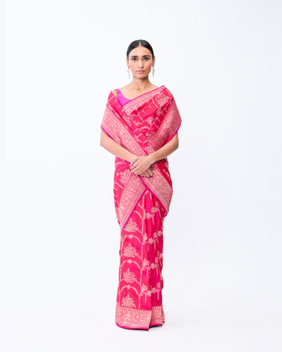 Pink Banarasi Silk Saree