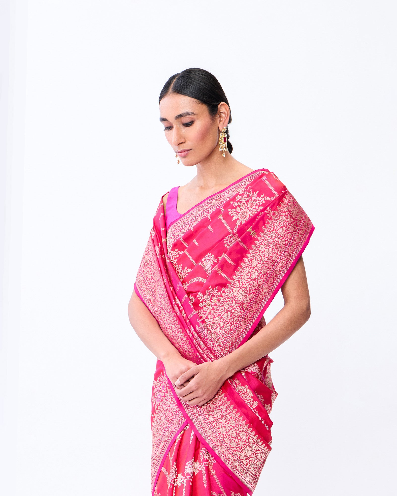Pink Banarasi Silk Saree