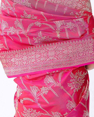 Pink Banarasi Silk Saree