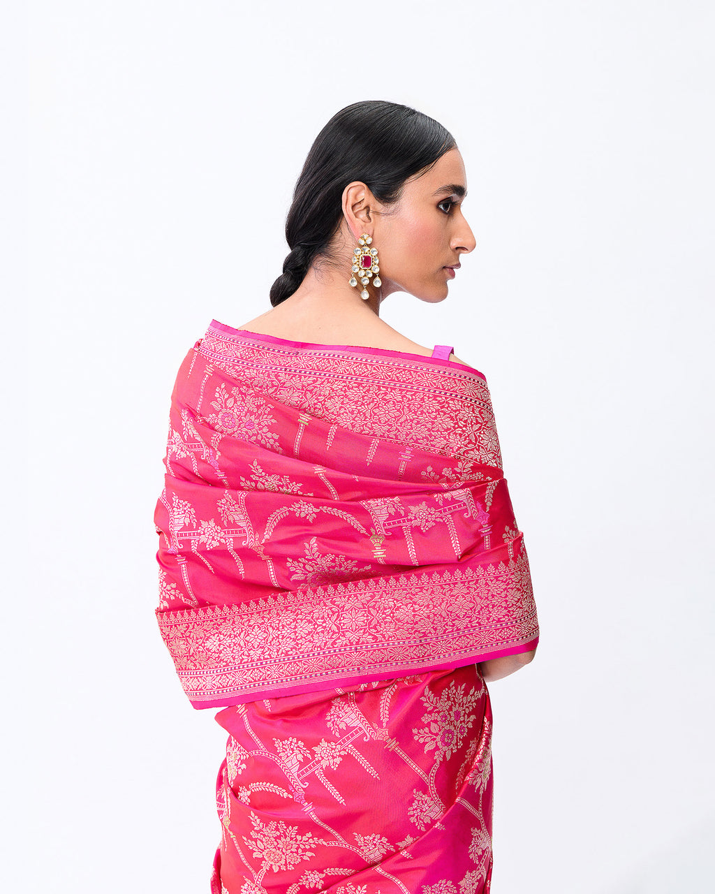Pink Banarasi Silk Saree