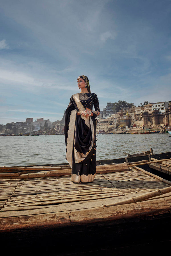 Black Banarasi Silk Saree