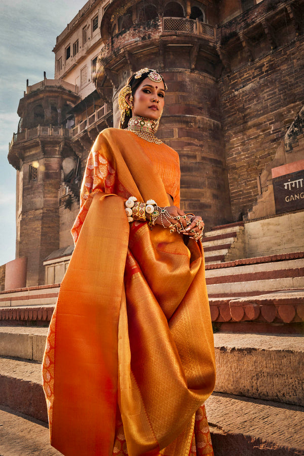 Orange Kanchivaram Silk Saree