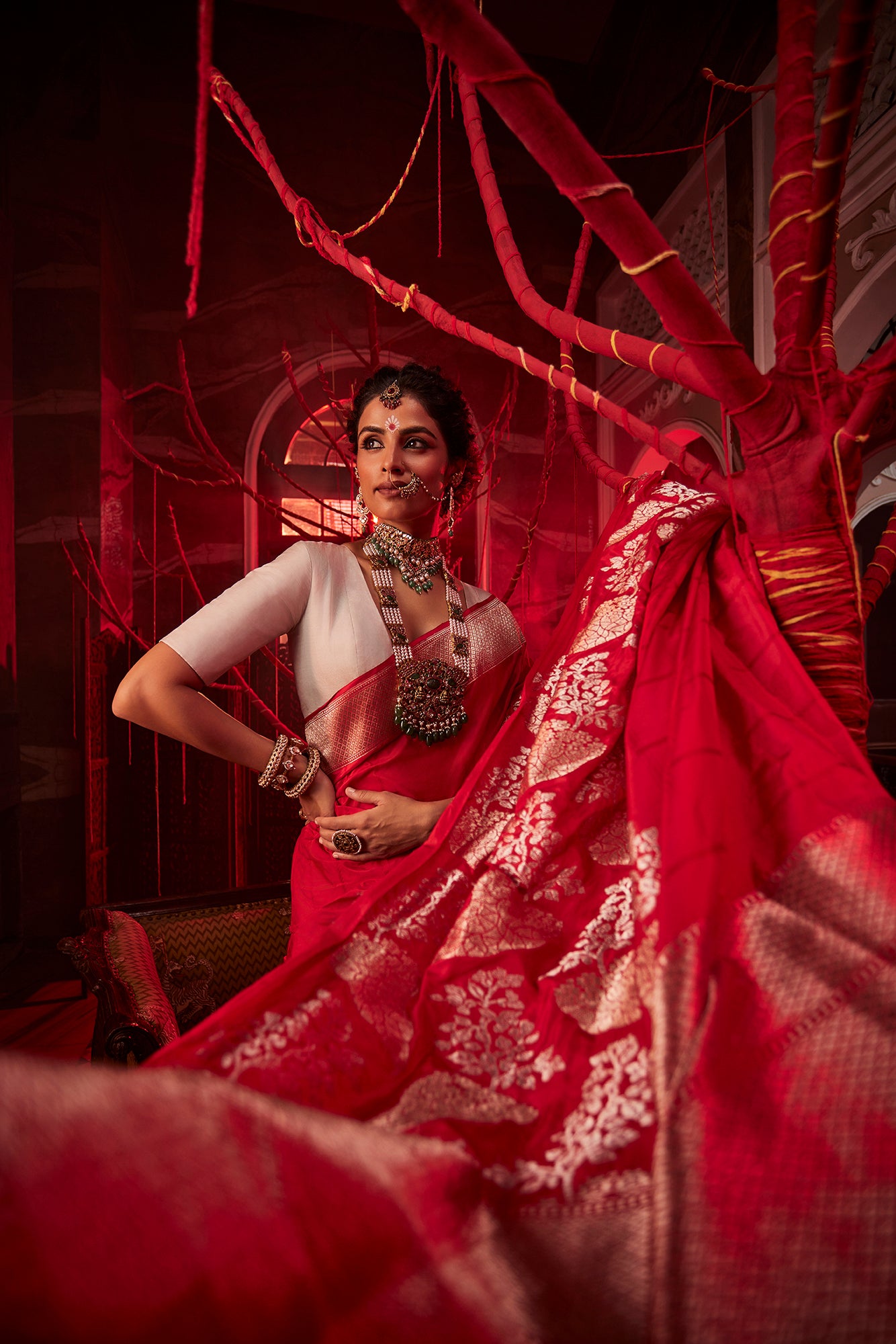 Red Banarasi Silk Saree