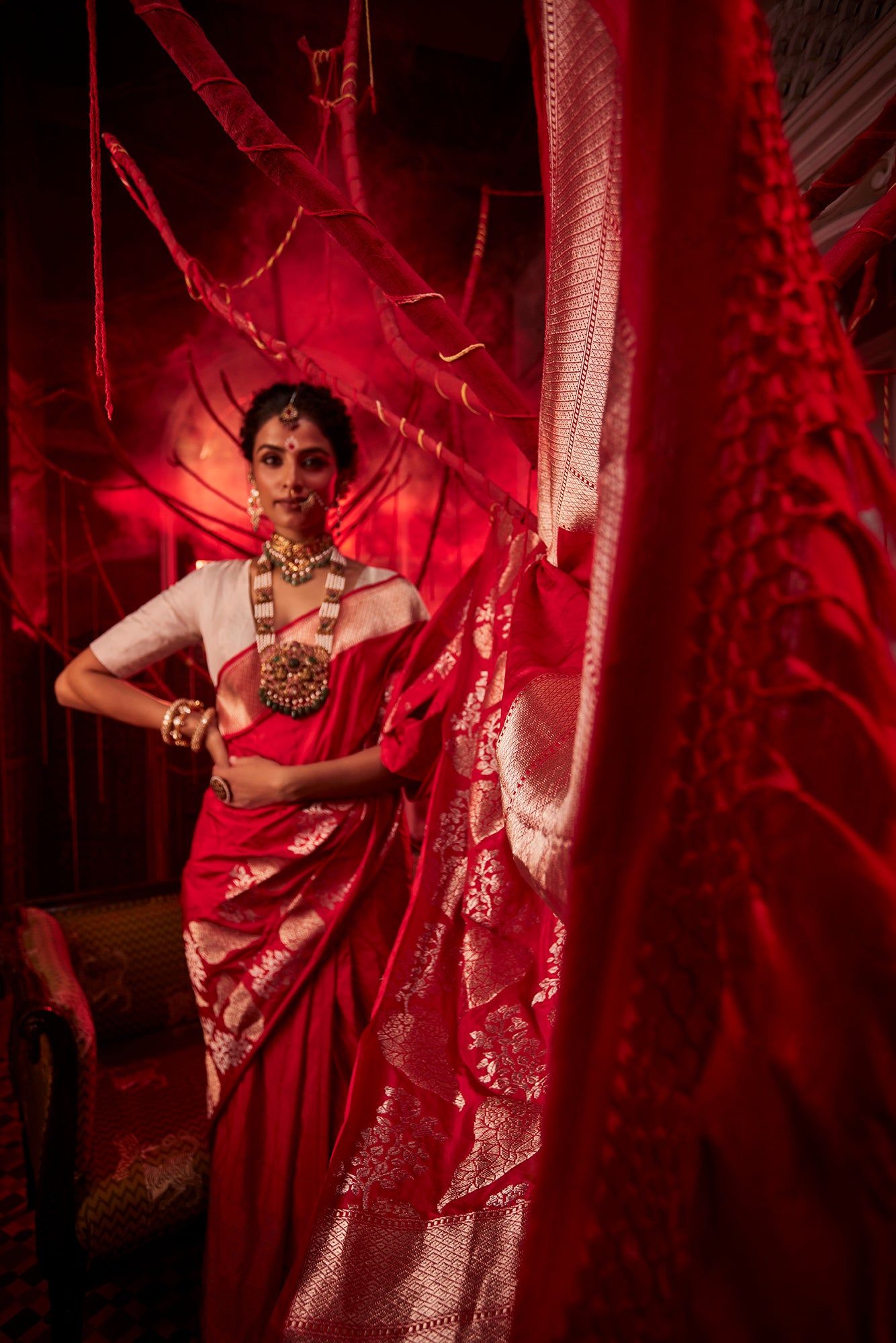 Red Banarasi Silk Saree