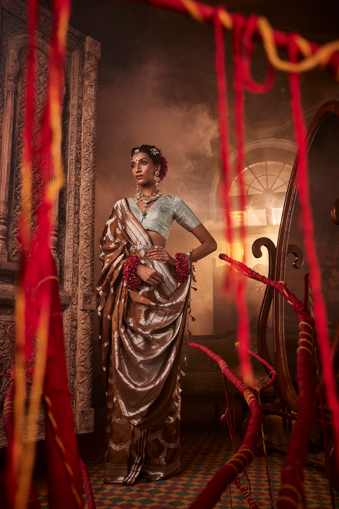 Brown Banarasi Silk Saree