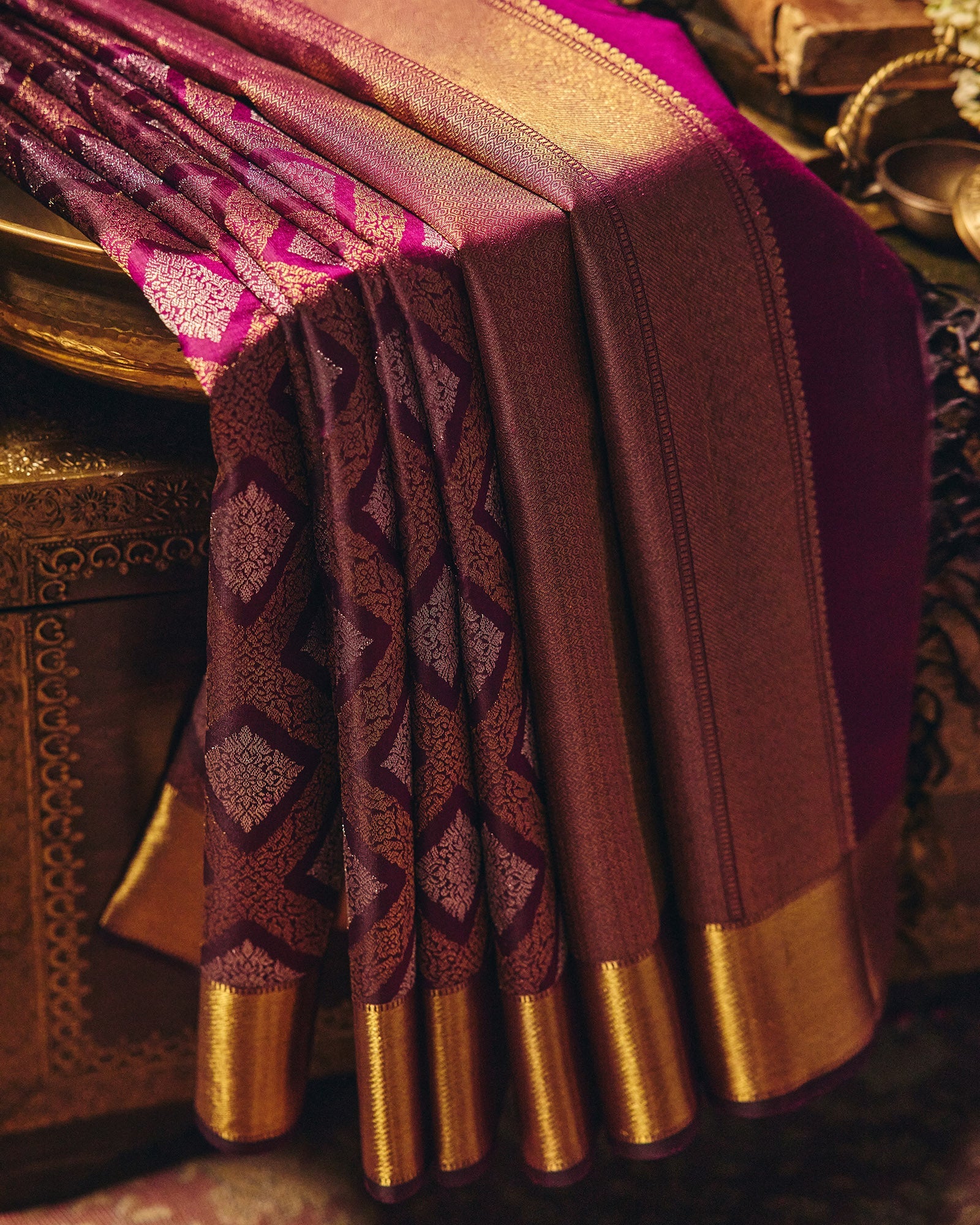 Burgundy Kanchivaram Silk Saree - 038 of 105