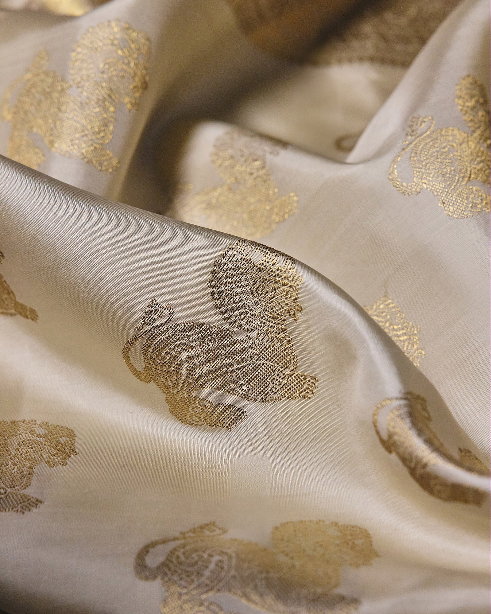 Off-White Kanchivaram Organza Silk Saree - 093 of 105
