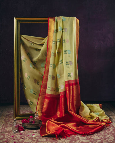 Lemon Yellow Kanchivaram Cotton Saree - 085 of 105