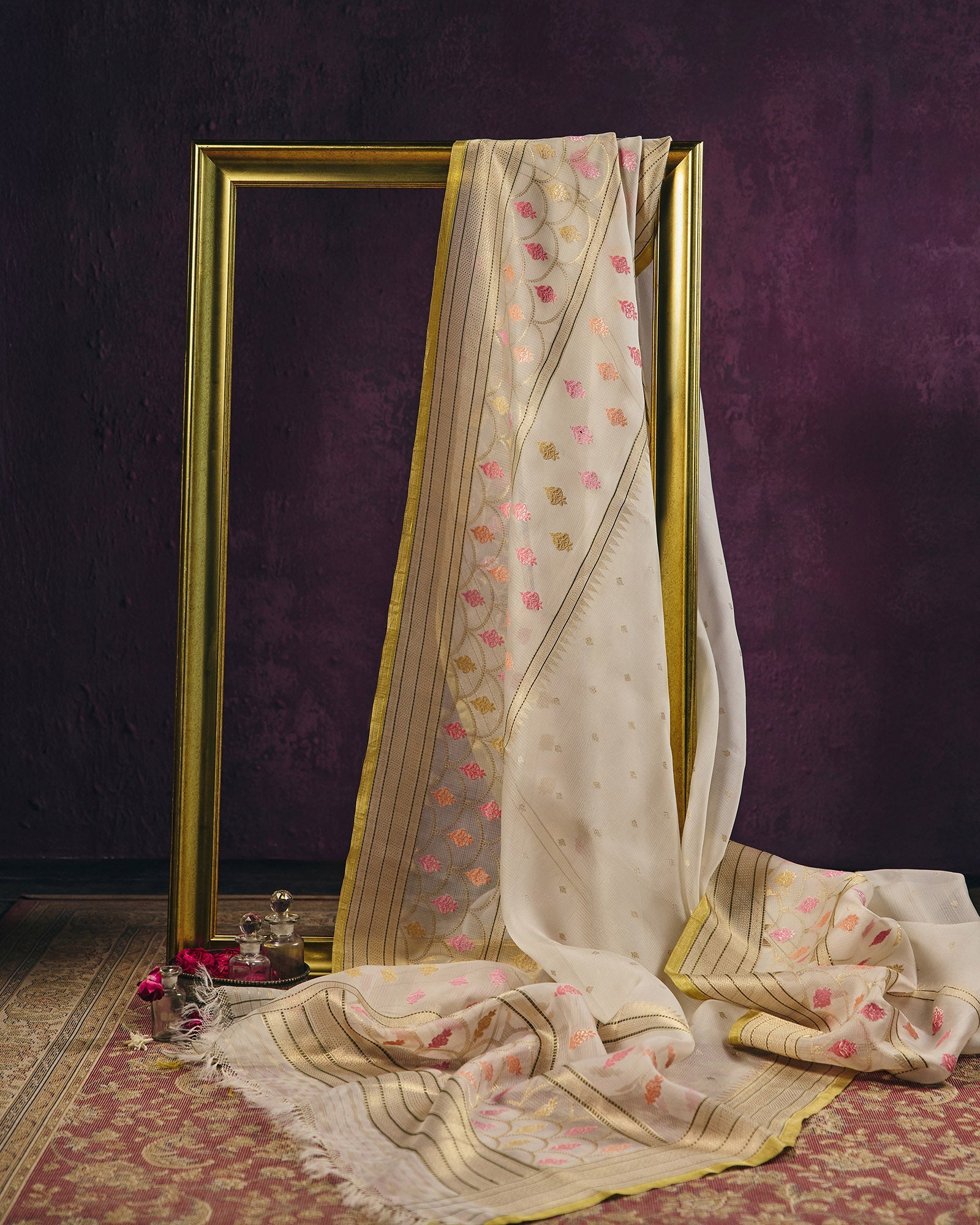 Off-White Banarasi Kora Silk Saree - 100 of 105