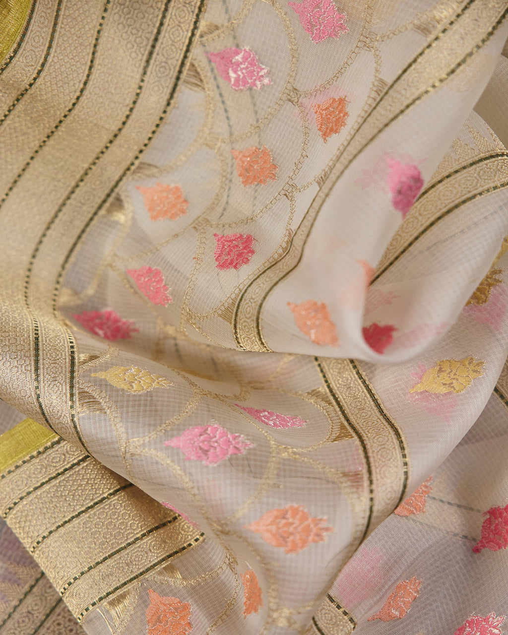 Off-White Banarasi Kora Silk Saree - 100 of 105