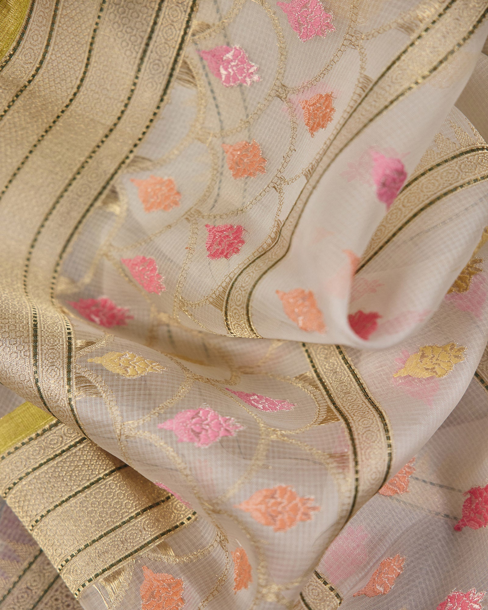 Off-White Banarasi Kora Silk Saree - 100 of 105