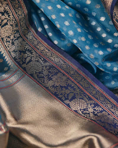 Blue Banarasi Kora Silk Saree - 099 of 105