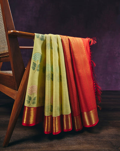 Lemon Yellow Kanchivaram Cotton Saree - 085 of 105