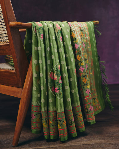 Green Banarasi Organza Silk Saree - 048 of 105