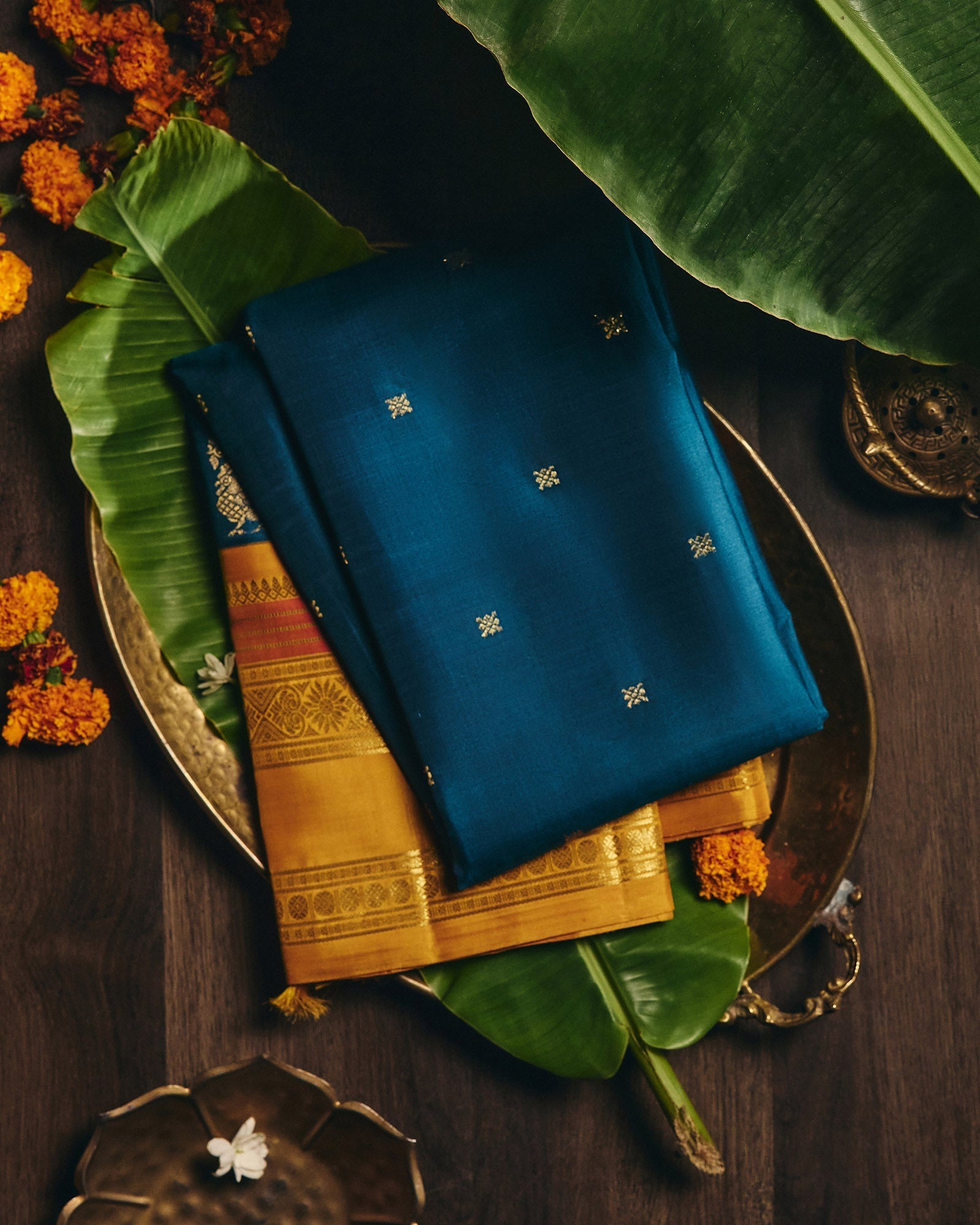 Peacock Blue Kanchivaram Silk Saree - 060 of 105