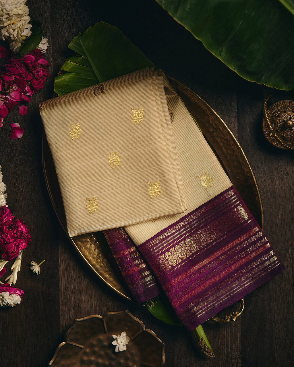 Ivory Kanchivaram Silk Saree - 021 of 105