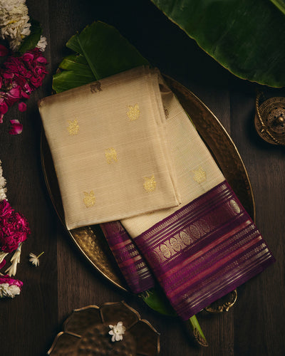 Ivory Kanchivaram Silk Saree - 021 of 105