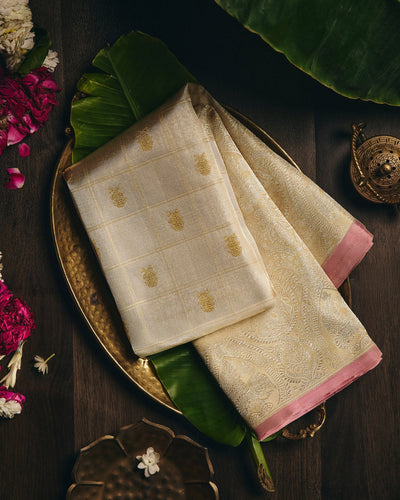 Cream Kanchivaram Silk Saree - 001 of 105