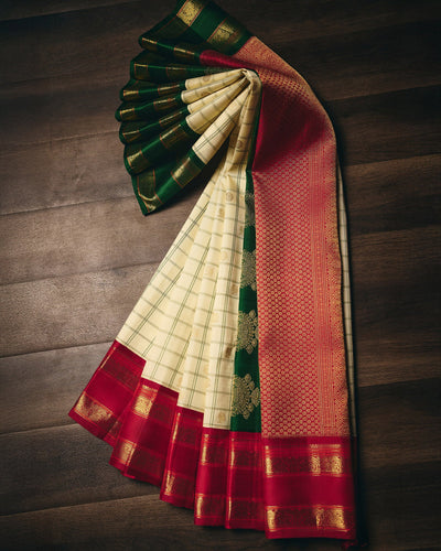 Off-White Kanchivaram Silk Saree - 007 of 105