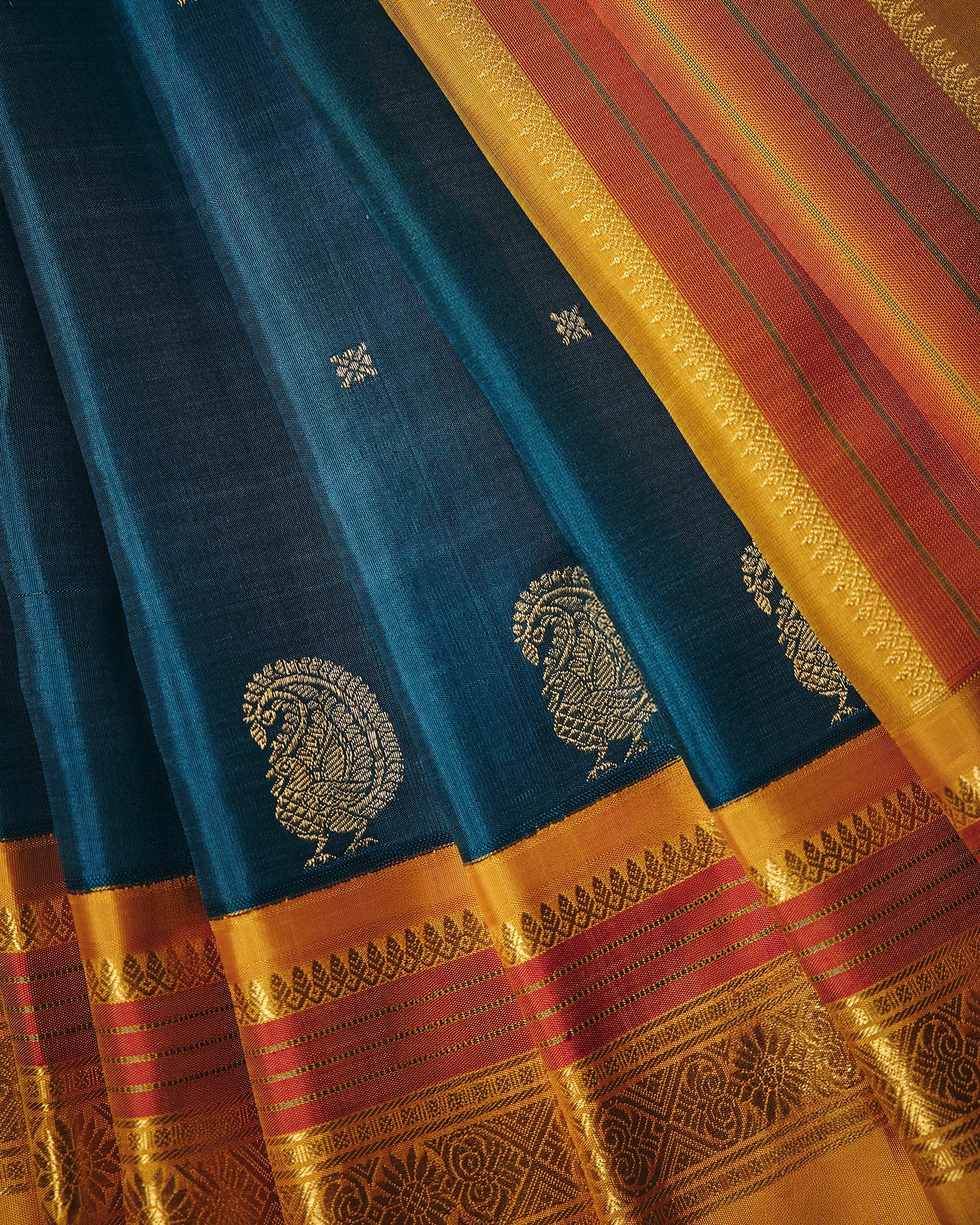 Peacock Blue Kanchivaram Silk Saree - 060 of 105