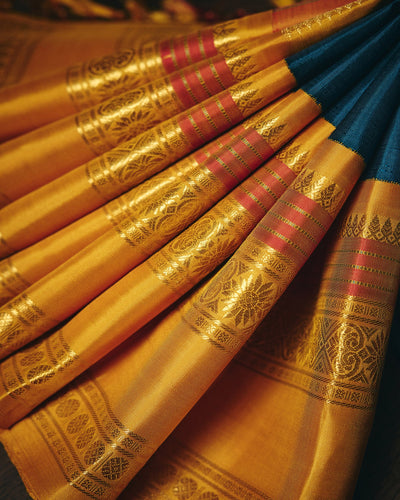 Peacock Blue Kanchivaram Silk Saree - 060 of 105