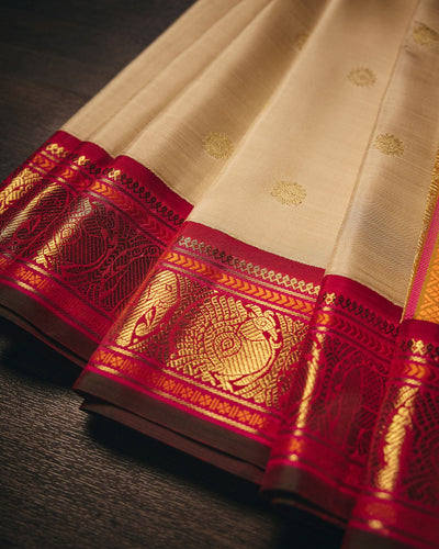 Beige Kanchivaram Silk Saree - 003 of 105