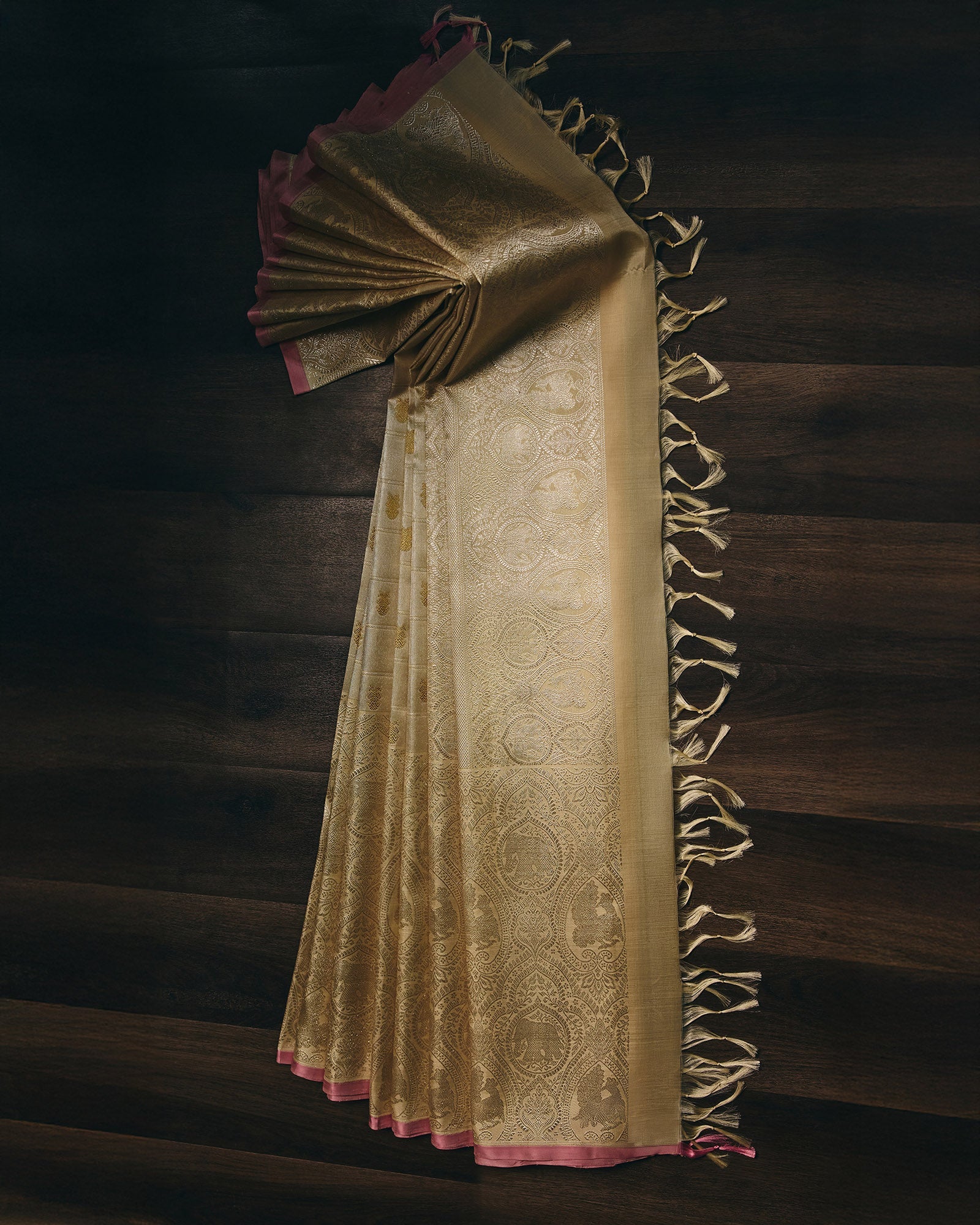 Cream Kanchivaram Silk Saree - 001 of 105