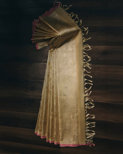 Cream Kanchivaram Silk Saree - 001 of 105