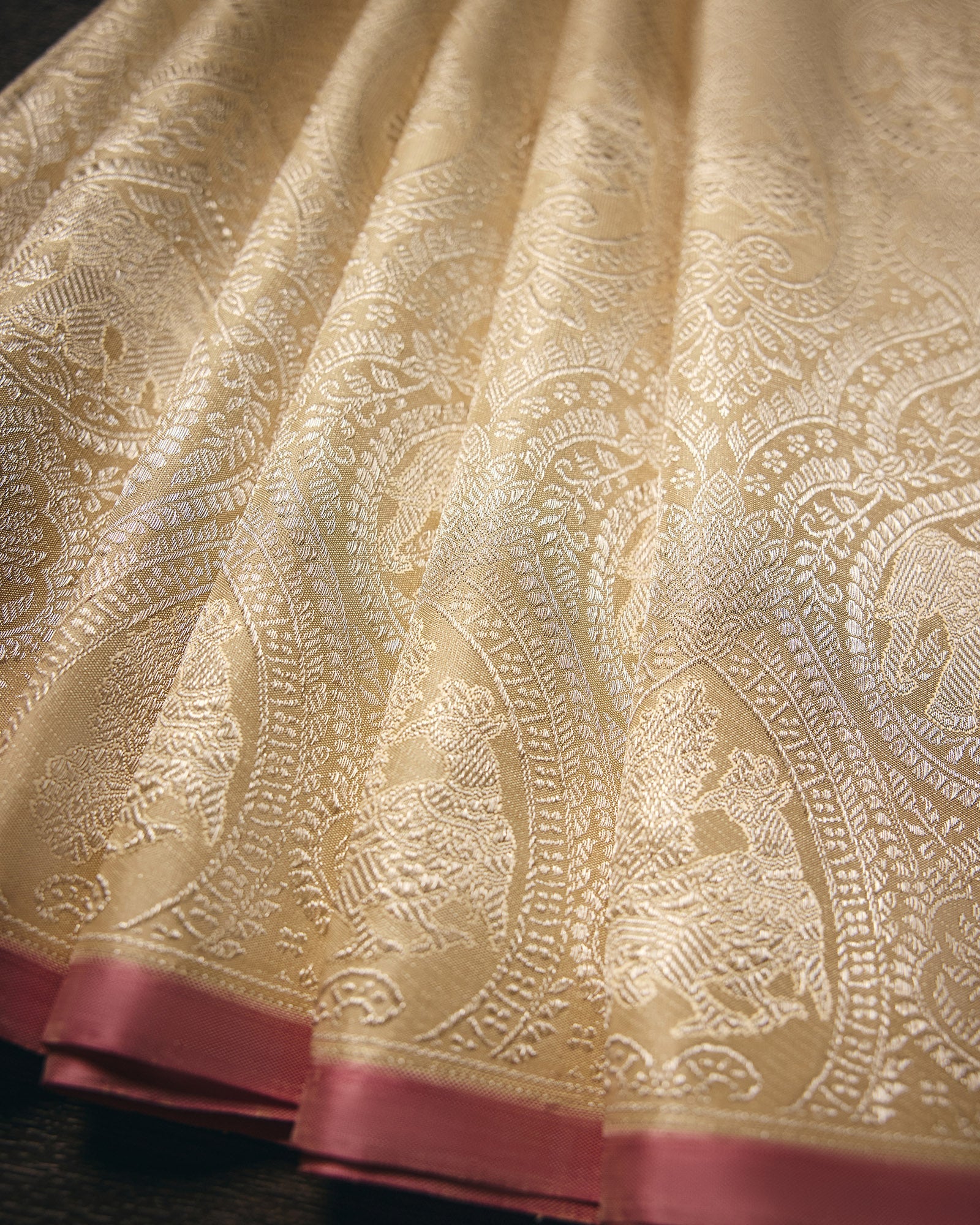 Cream Kanchivaram Silk Saree - 001 of 105