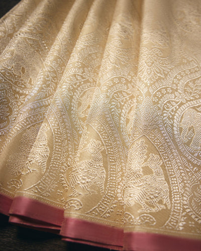 Cream Kanchivaram Silk Saree - 001 of 105
