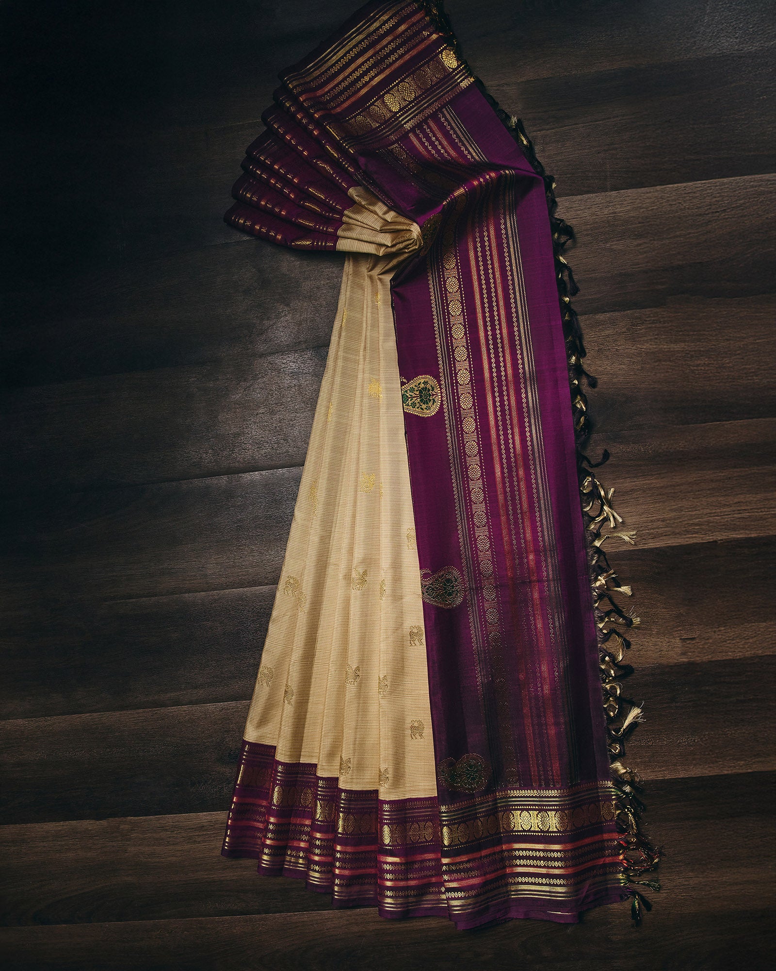 Cream Kanchivaram Silk Saree - 021 of 105