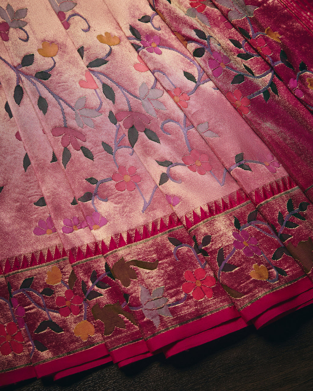 Pink Tissue Paithani Silk Saree