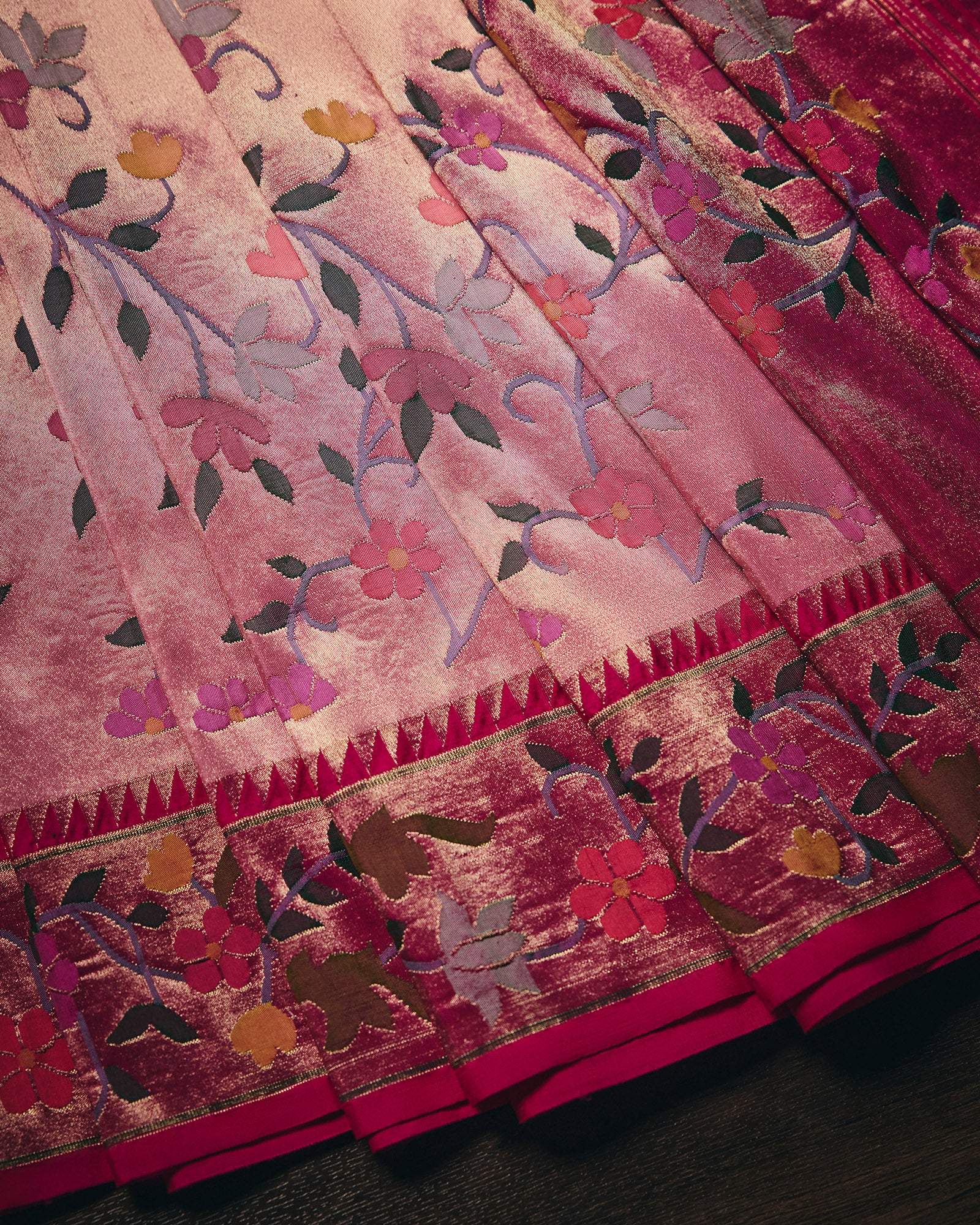 Pink Tissue Paithani Silk Saree