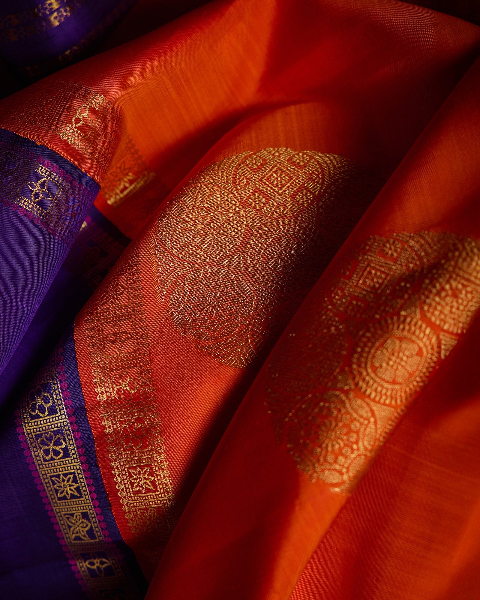 Orange Kanchivaram Silk Saree - 101 of 105