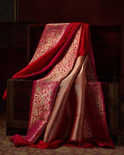Red Banarasi Silk Saree - 089 of 105