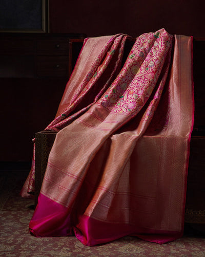 Pink Banarasi Silk Saree - 075 of 105
