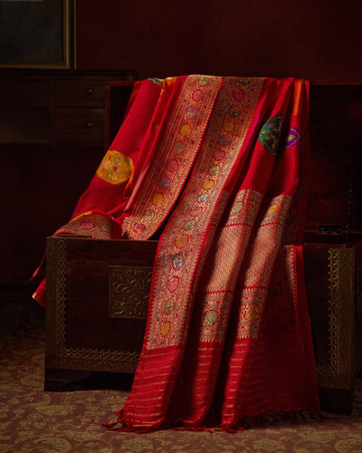 Red Banarasi Silk Saree - 091 of 105