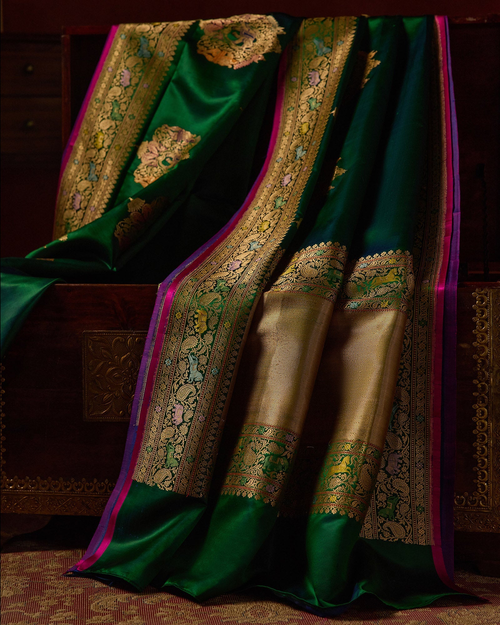 Green Banarasi Silk Saree - 049 of 105