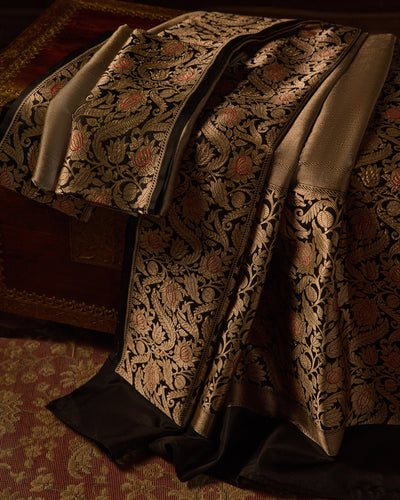 Black Banarasi Silk Saree - 095 of 105