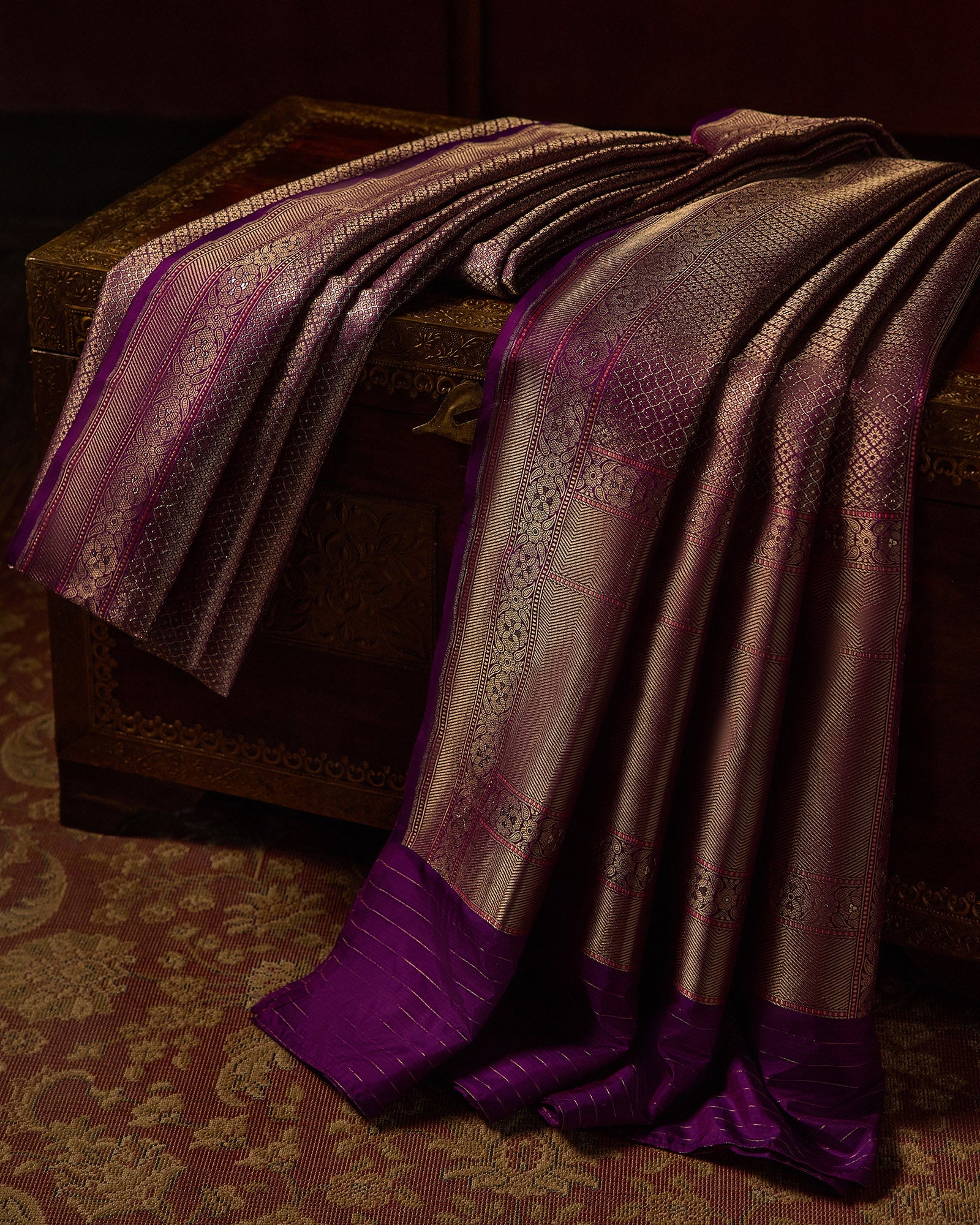 Purple Banarasi Silk Saree - 088 of 105