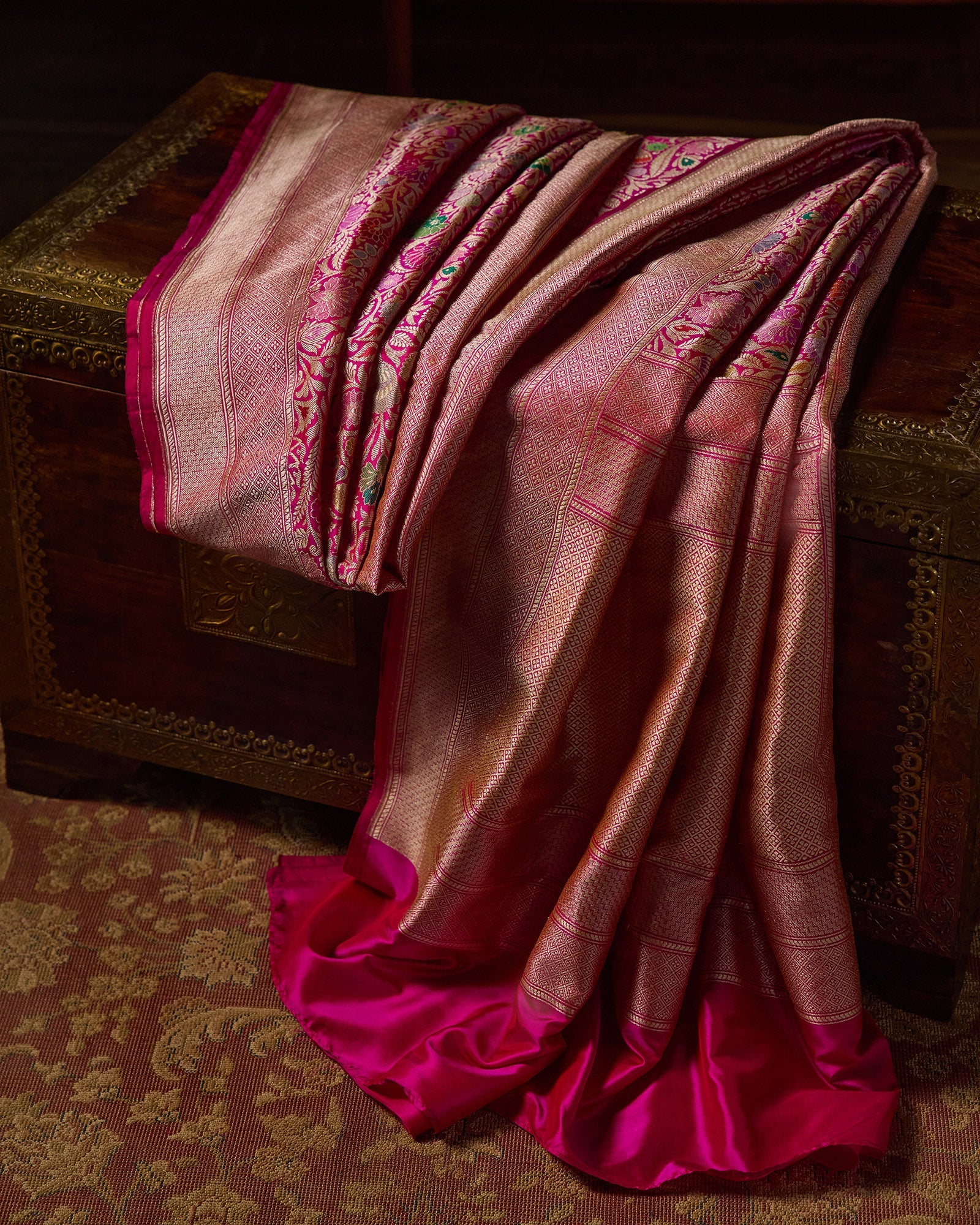 Pink Banarasi Silk Saree - 075 of 105