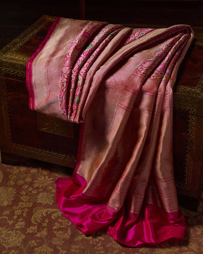 Pink Banarasi Silk Saree - 075 of 105