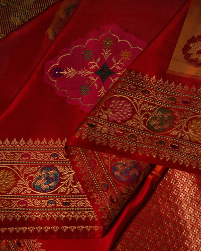 Red Banarasi Silk Saree - 091 of 105
