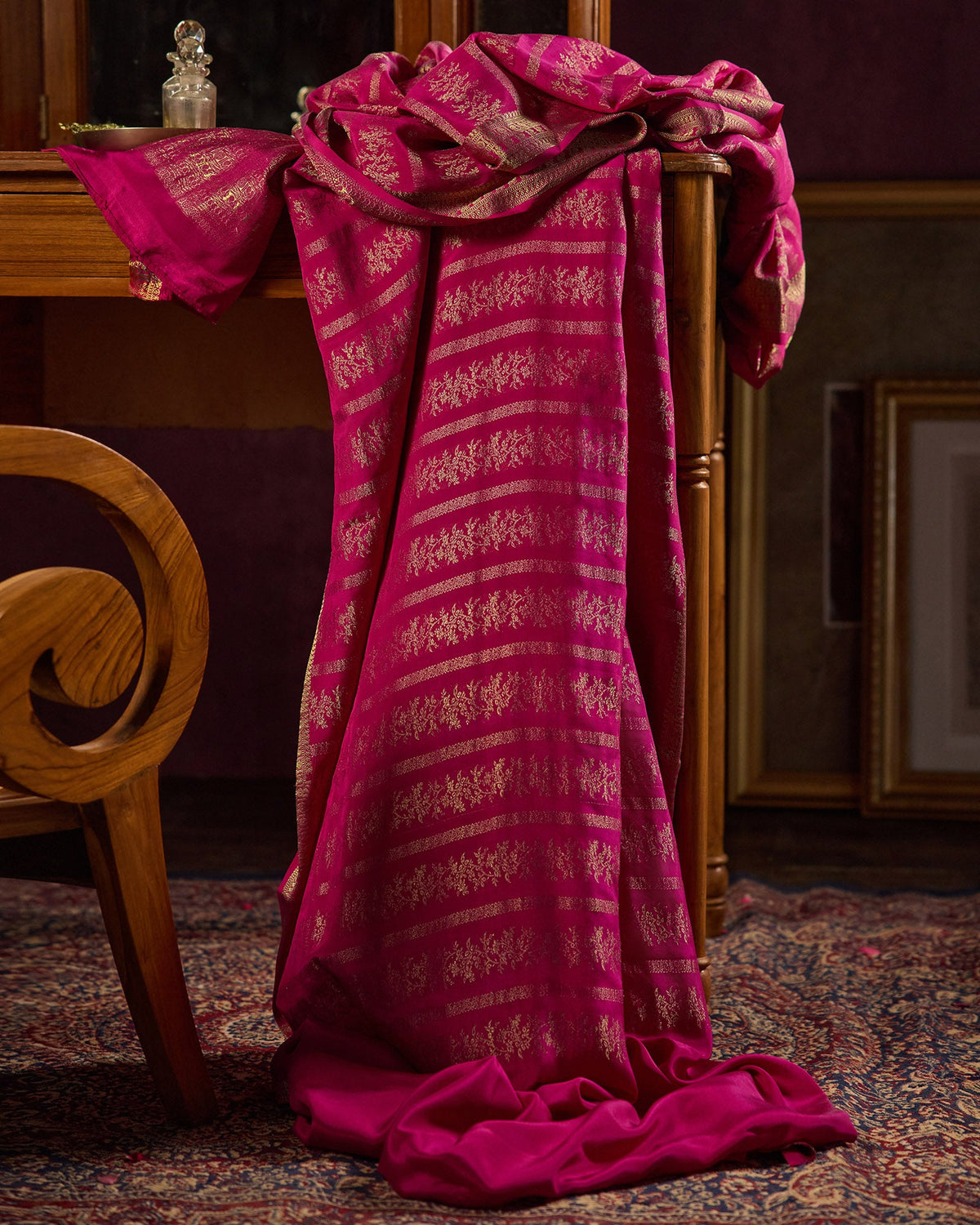 Magenta Pink Mysore Crepe Silk Saree - 011 of 105