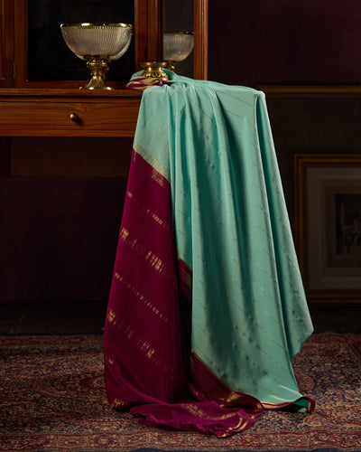 Aqua Blue Mysore Crepe Silk Saree - 012 of 105